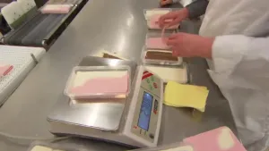 Plakjes kokos met een kleurtje