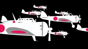 Schematische tekening van aantal Japanse vliegtuigen die naar Pearl Harbor vliegen.