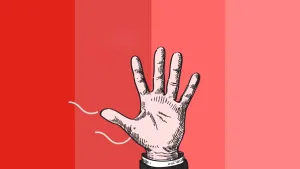 Tekening van een hand met wat golflijntjes erbij getekend die wind uitbeelden.