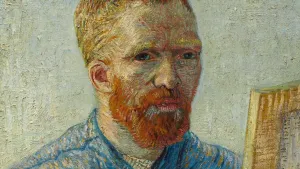 Foto van een schilderij, zelfportret, van Vincent van Gogh.