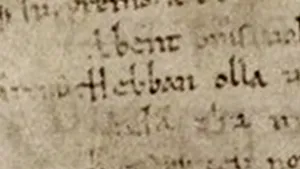 Foto van een oude pagina met ouderwets handschrift erop.