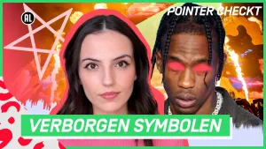 Een animatie van jonge vrouw die jou aankijkt. Naast haar is een rapper te zien. Zijn ogen zijn rood gemaakt. Op de achtergrond zie je vuur en een vijfpuntige ster. Ook staat er de tekst "Verborgen symbolen".