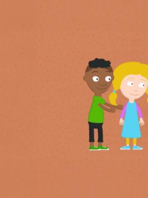 Drie poppetjes die aan elkaar trekken