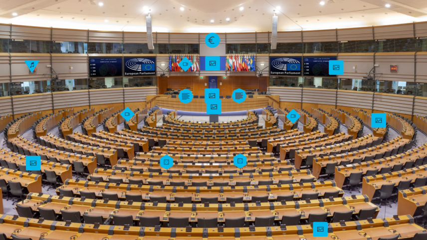 Overzichtsfoto van het Europees Parlement in Brussel