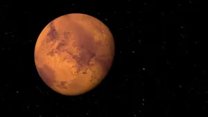 Een foto van de planeet mars genomen vanuit de ruimte.