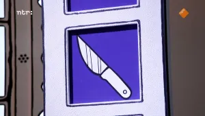 Tekening van een mes in een kader.