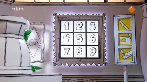 Foto van een nummerpad van 1 t/m 9 met daarnaast symbolen voor een mes, naaimachine en plakband.