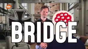 Een foto van Sander Zwiep met in beeld groot het woord Bridge.