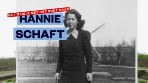 Zwartwitfoto van hannie Schaft, vrouw met bruin krullend haar.