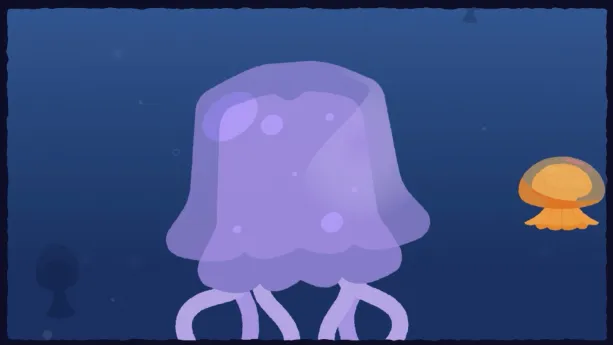 Illustratie van paarse kwal in de zee.