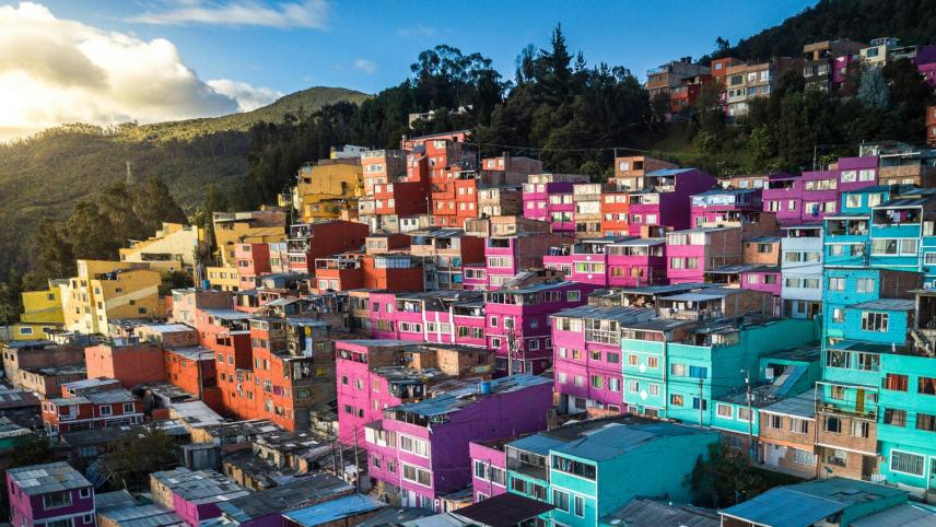 Foto van kleurrijke huizen in Bogota