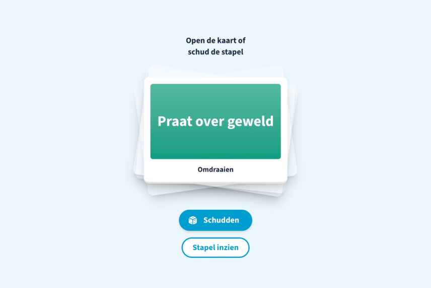 Een screenshot van de pagina met stellingen over geweld