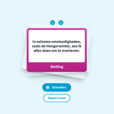 Screenshot van kaartje met stelling over de hongerwinter.