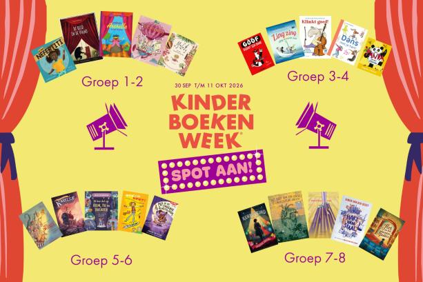 Een screenshot van de interactieve schoolplaat van de Kinderboekenweek 2026.