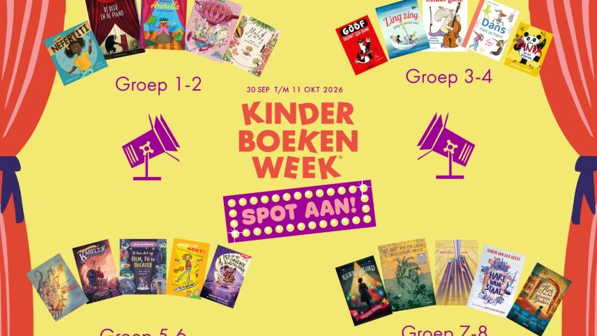Een screenshot van de interactieve schoolplaat van de Kinderboekenweek 2026.